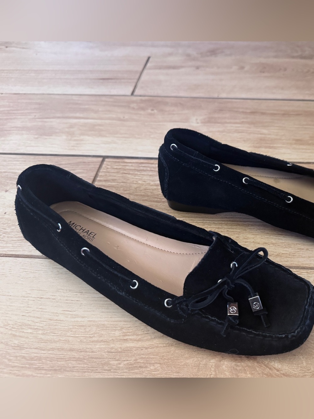 Michael Kors Black Suede Bow Moccasin Loafers